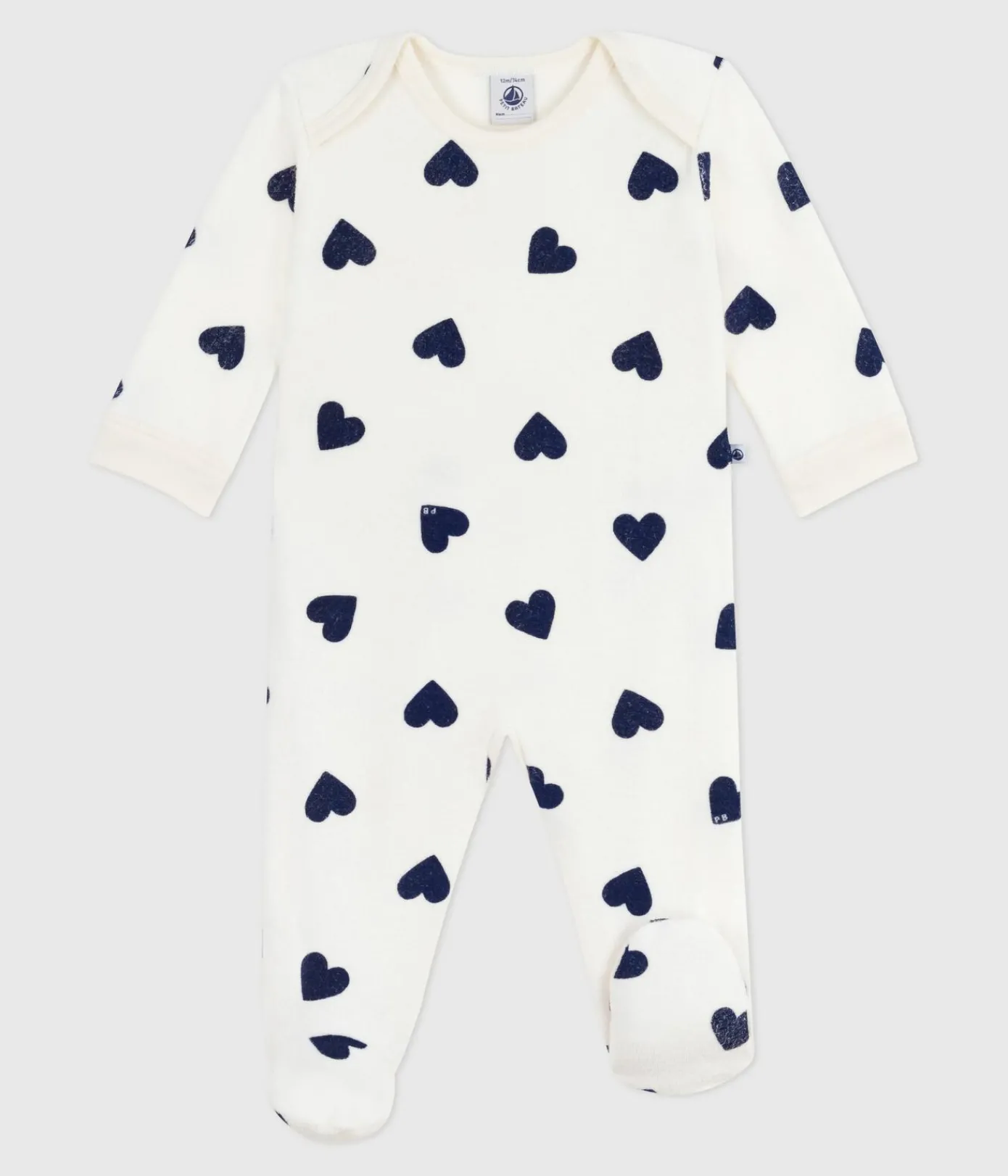 Petit Bateau Schlafanzüge, Strampler*Strampler ohne Druckköpfe aus Baumwolle mit Herzmotiv blau MILK/ SOIR