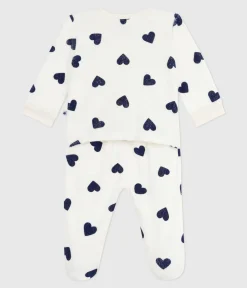 Petit Bateau Schlafanzüge, Strampler*Strampler ohne Druckköpfe aus Baumwolle mit Herzmotiv blau MILK/ SOIR