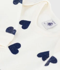 Petit Bateau Schlafanzüge, Strampler*Strampler ohne Druckköpfe aus Baumwolle mit Herzmotiv blau MILK/ SOIR
