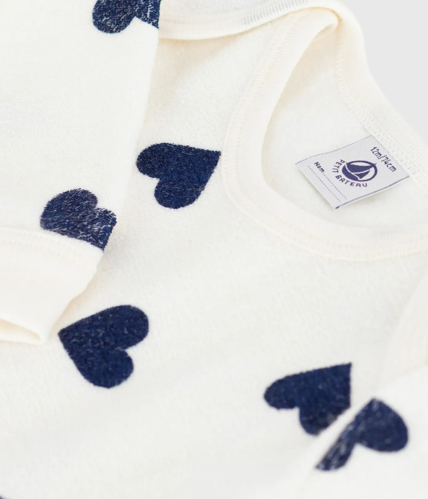 Petit Bateau Schlafanzüge, Strampler*Strampler ohne Druckköpfe aus Baumwolle mit Herzmotiv blau MILK/ SOIR