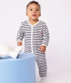 Petit Bateau Schlafanzüge, Strampler*Strampler ohne Füßchen aus Baumwolle mit Streifen blau MILK/ SOIR