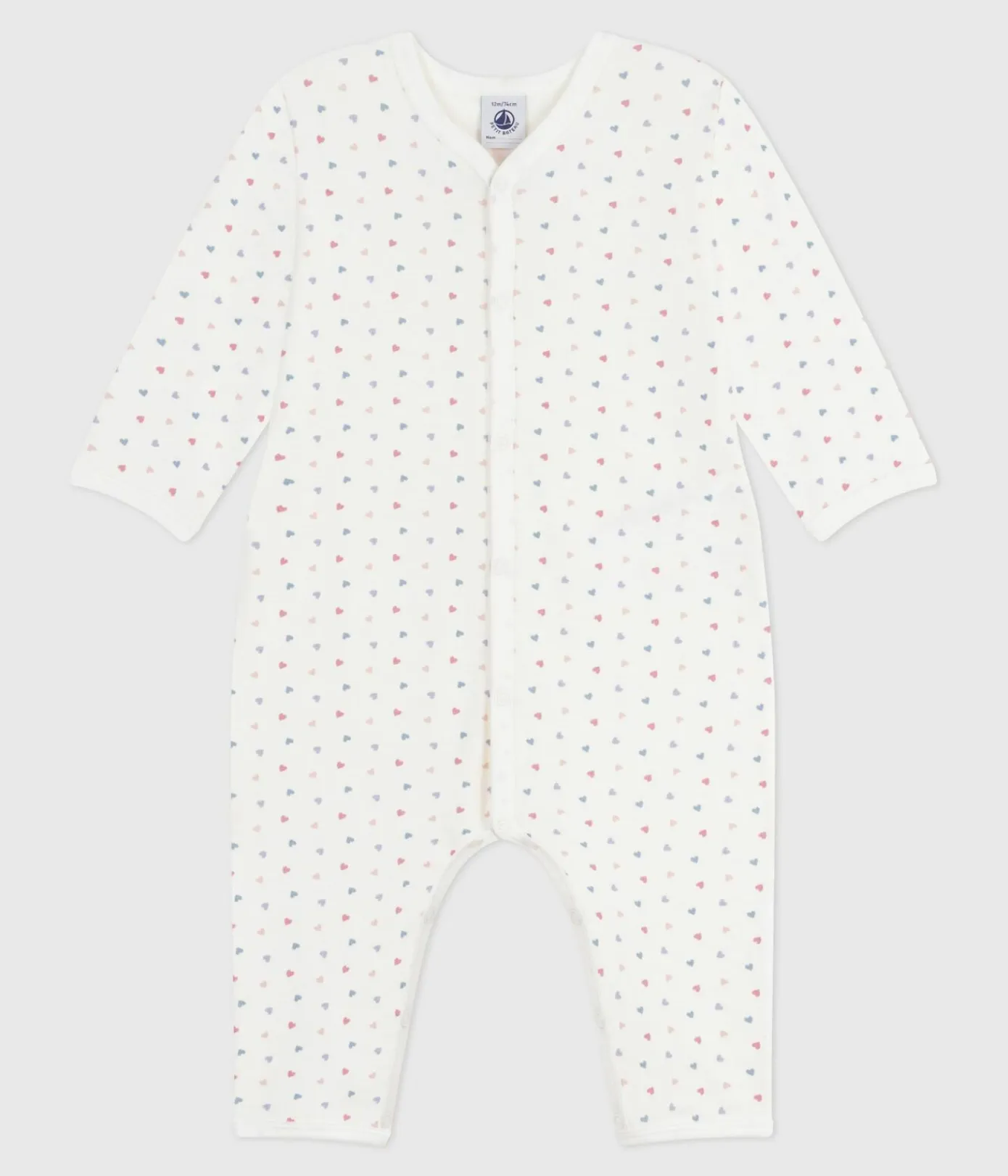 Petit Bateau Schlafanzüge, Strampler*Strampler ohne Füßchen aus bedruckter Baumwolle MARSHMALLOW/ ADRIATIC