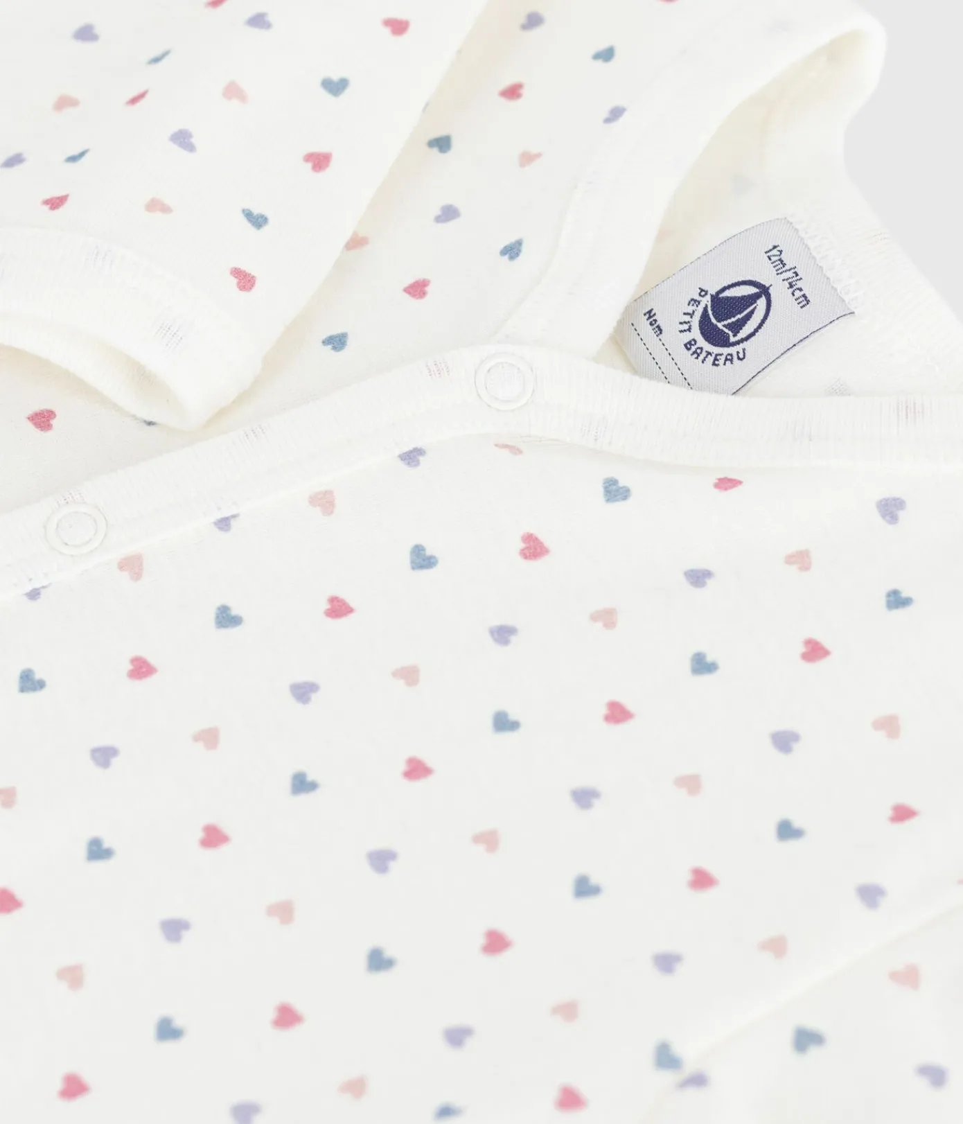 Petit Bateau Schlafanzüge, Strampler*Strampler ohne Füßchen aus bedruckter Baumwolle MARSHMALLOW/ ADRIATIC
