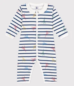 Petit Bateau Schlafanzüge, Strampler*Strampler ohne Füßchen aus Baumwolle mit Kragen und Paris-Motiv weiss ECUME/weiss MULTICO
