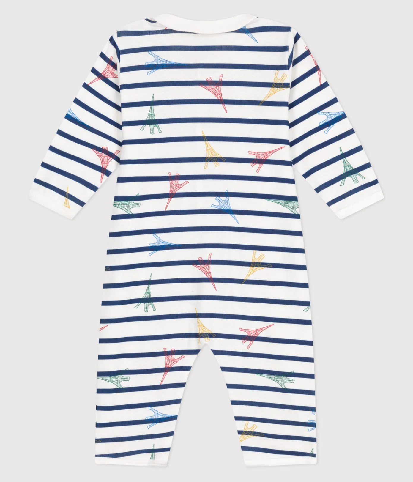 Petit Bateau Schlafanzüge, Strampler*Strampler ohne Füßchen aus Baumwolle mit Kragen und Paris-Motiv weiss ECUME/weiss MULTICO