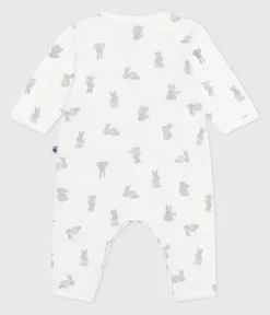 Petit Bateau Schlafanzüge, Strampler|Newborn*Strampler ohne Füßchen aus Baumwolle mit Hasen-Motiv weiss MARSHMALLOW/grau GRIS