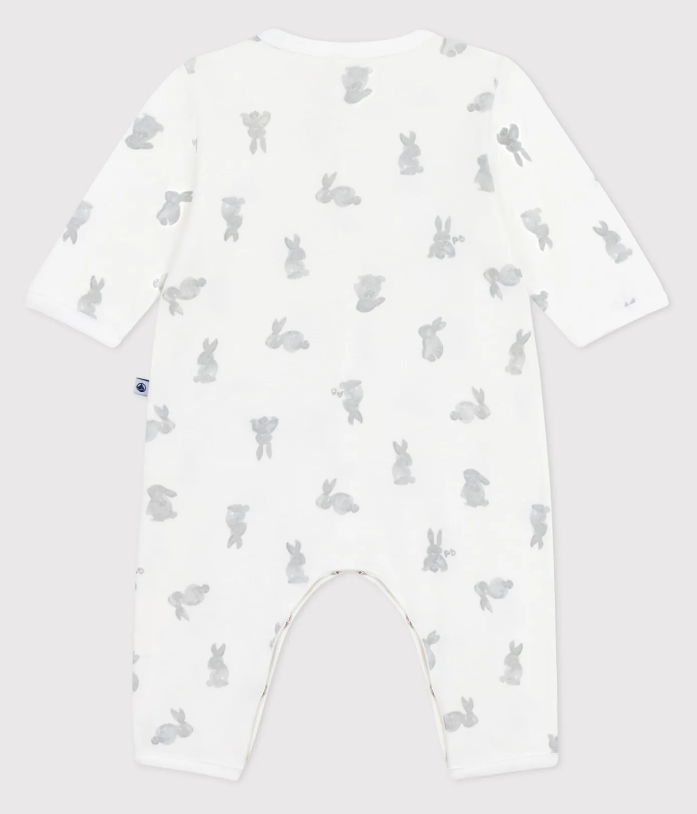 Petit Bateau Schlafanzüge, Strampler|Newborn*Strampler ohne Füßchen aus Baumwolle mit Hasen-Motiv weiss MARSHMALLOW/grau GRIS