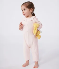 Petit Bateau Schlafanzüge, Strampler*Strampler ohne Füßchen aus Baumwolle mit Bubikragen rosa FLEUR