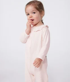 Petit Bateau Schlafanzüge, Strampler*Strampler ohne Füßchen aus Baumwolle mit Bubikragen rosa FLEUR