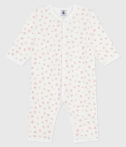 Petit Bateau Schlafanzüge, Strampler*Strampler ohne Füßchen aus bedruckter Baumwolle weiss MARSHMALLOW/rosa CHARME