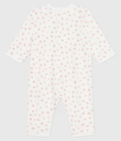 Petit Bateau Schlafanzüge, Strampler*Strampler ohne Füßchen aus bedruckter Baumwolle weiss MARSHMALLOW/rosa CHARME