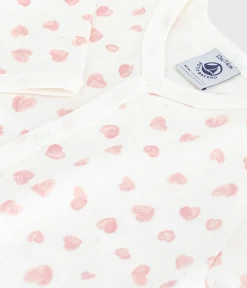 Petit Bateau Schlafanzüge, Strampler*Strampler ohne Füßchen aus bedruckter Baumwolle weiss MARSHMALLOW/rosa CHARME