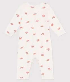 Petit Bateau Schlafanzüge, Strampler*Strampler ohne Füßchen aus Baumwolle mit Krebs-Motiv weiss MARSHMALLOW/weiss MULTICO