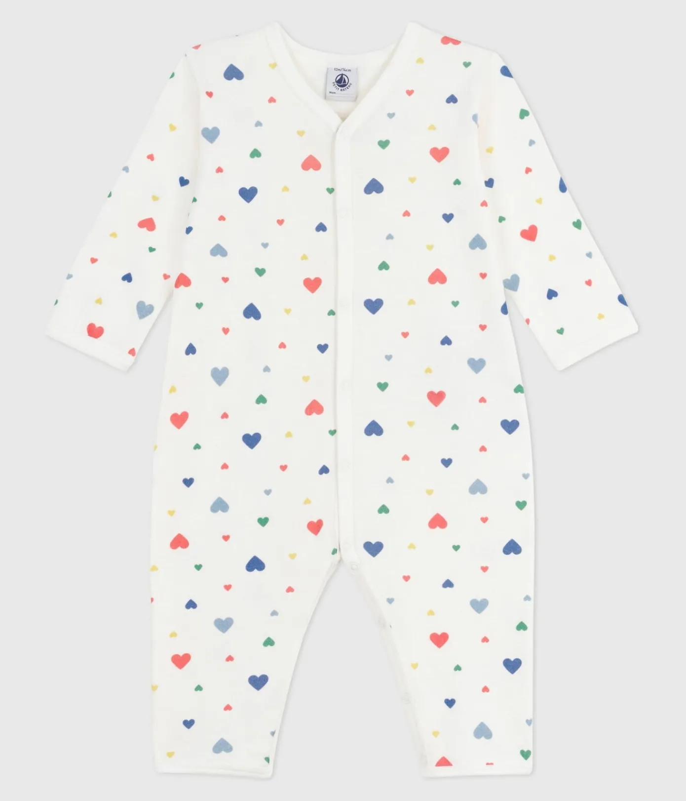 Petit Bateau Schlafanzüge, Strampler*Strampler ohne Füßchen aus bedruckter Baumwolle weiss MARSHMALLOW/weiss MULTICO