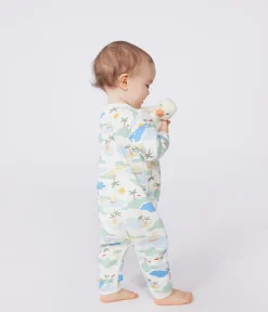 Petit Bateau Schlafanzüge, Strampler*Strampler ohne Füßchen aus bedruckter Baumwolle weiss MARSHMALLOW/weiss MULTICO