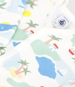 Petit Bateau Schlafanzüge, Strampler*Strampler ohne Füßchen aus bedruckter Baumwolle weiss MARSHMALLOW/weiss MULTICO
