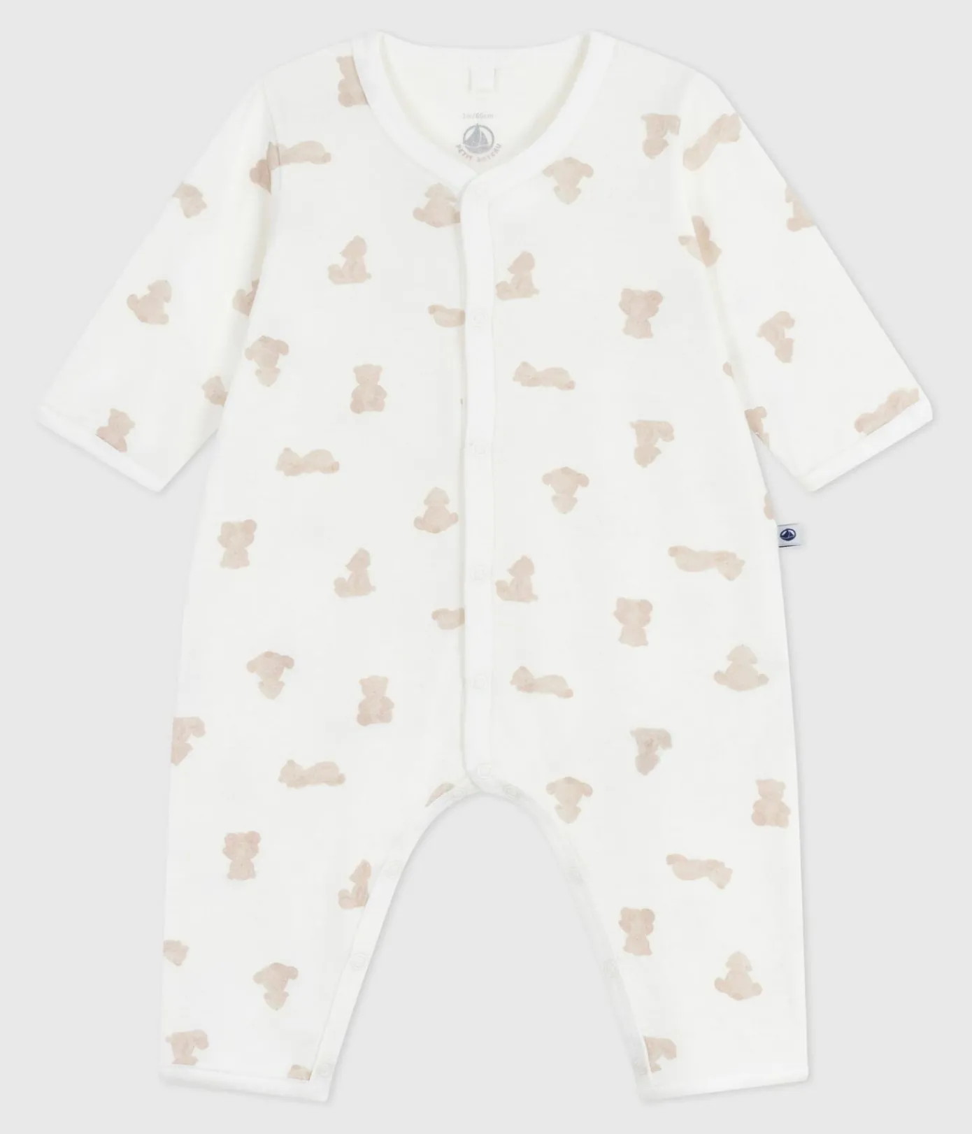 Petit Bateau Schlafanzüge, Strampler|Newborn*Strampler ohne Füßchen aus Baumwolle mit Bärmotiv MARSHMALLOW/ BRUN
