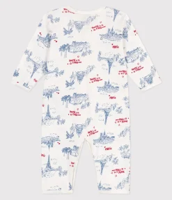 Petit Bateau Schlafanzüge, Strampler*Strampler ohne Füßchen aus Baumwolle Paris-Motiv weiss MARSHMALLOW/weiss MULTICO
