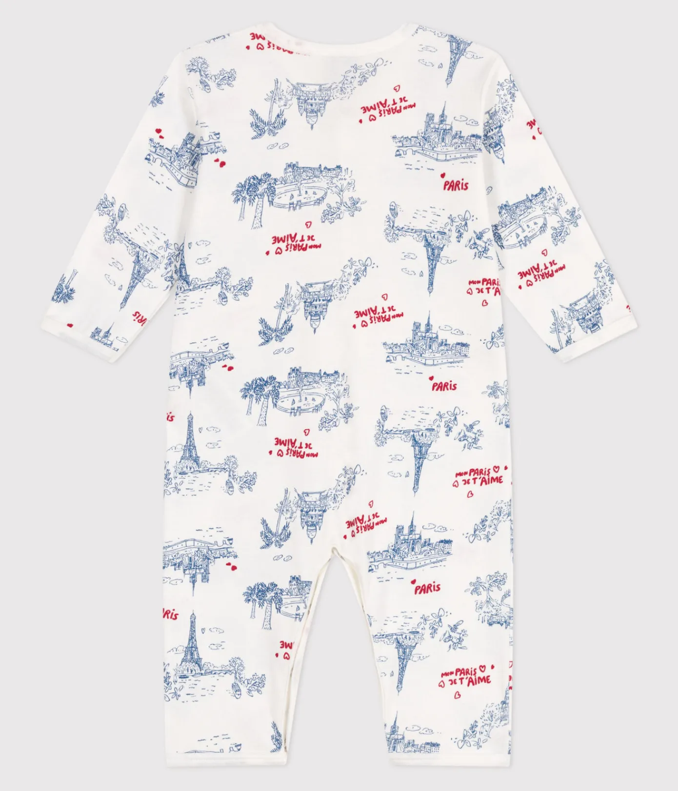 Petit Bateau Schlafanzüge, Strampler*Strampler ohne Füßchen aus Baumwolle Paris-Motiv weiss MARSHMALLOW/weiss MULTICO