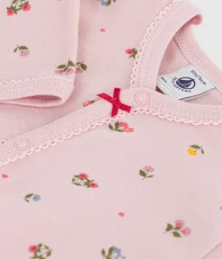 Petit Bateau Schlafanzüge, Strampler*Strampler ohne Füßchen aus Baumwolle mit Blumenmotiv rosa JOLI/weiss MULTICO