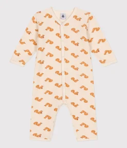 Petit Bateau Schlafanzüge, Strampler*Strampler ohne Füßchen aus aufgerautem Frottee mit Eichhörnchen-Motiv weiss AVALANCHE/ MULTICO