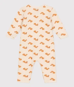 Petit Bateau Schlafanzüge, Strampler*Strampler ohne Füßchen aus aufgerautem Frottee mit Eichhörnchen-Motiv weiss AVALANCHE/ MULTICO