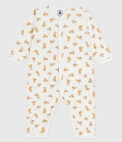 Petit Bateau Schlafanzüge, Strampler*Strampler ohne Füßchen aus bedruckter Baumwolle MARSHMALLOW/ CAJOU