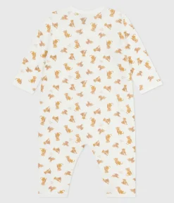 Petit Bateau Schlafanzüge, Strampler*Strampler ohne Füßchen aus bedruckter Baumwolle MARSHMALLOW/ CAJOU
