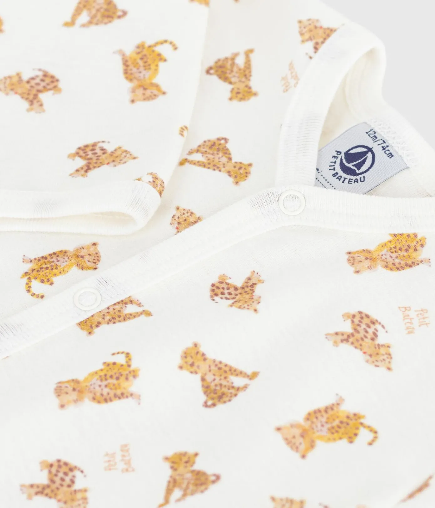 Petit Bateau Schlafanzüge, Strampler*Strampler ohne Füßchen aus bedruckter Baumwolle MARSHMALLOW/ CAJOU
