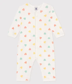 Petit Bateau Schlafanzüge, Strampler*Strampler ohne Füßchen aus Baumwolle mit Herzen weiss MARSHMALLOW/weiss MULTICO