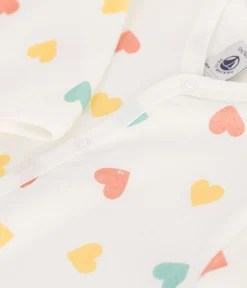 Petit Bateau Schlafanzüge, Strampler*Strampler ohne Füßchen aus Baumwolle mit Herzen weiss MARSHMALLOW/weiss MULTICO