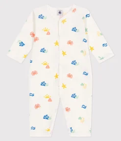 Petit Bateau Schlafanzüge, Strampler*Strampler ohne Füßchen aus bedruckter Baumwolle weiss MARSHMALLOW/weiss MULTICO