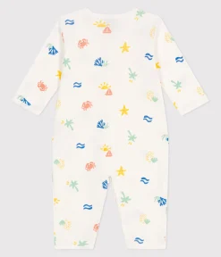 Petit Bateau Schlafanzüge, Strampler*Strampler ohne Füßchen aus bedruckter Baumwolle weiss MARSHMALLOW/weiss MULTICO