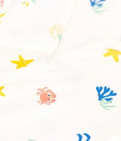 Petit Bateau Schlafanzüge, Strampler*Strampler ohne Füßchen aus bedruckter Baumwolle weiss MARSHMALLOW/weiss MULTICO