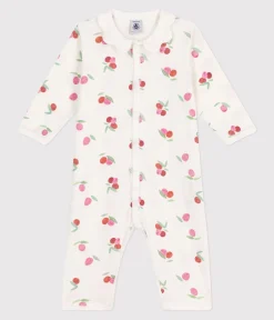 Petit Bateau Schlafanzüge, Strampler*Strampler ohne Füßchen aus Baumwolle Kragen in Blütenform mit Fruchtmotiv weiss MARSHMALLOW/weiss MULTICO