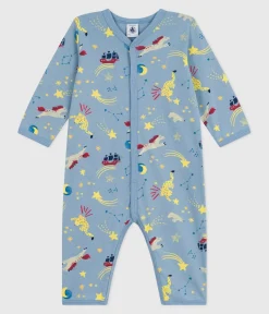 Petit Bateau Schlafanzüge, Strampler*Strampler ohne Füßchen aus bedruckter Baumwolle blau ADRIATIC/ MULTICO