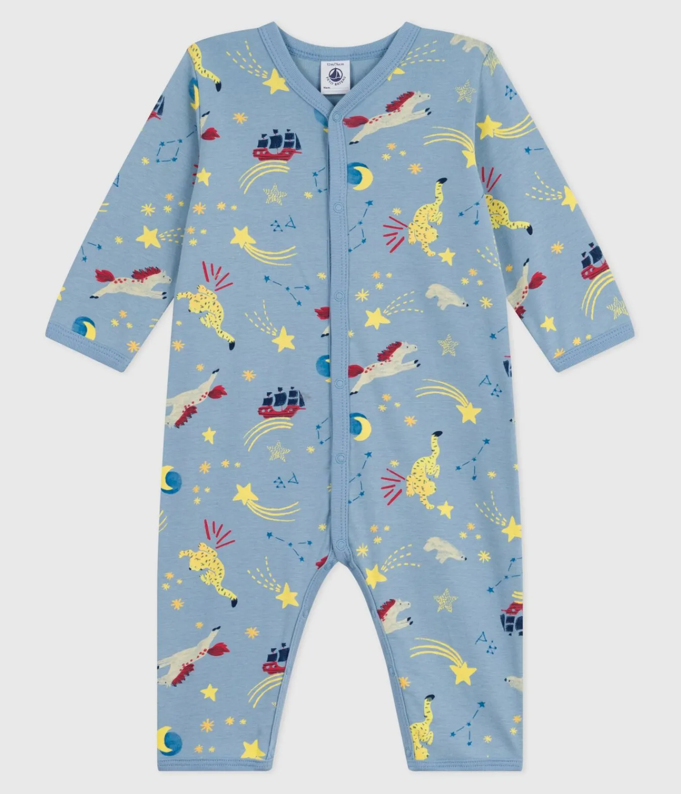 Petit Bateau Schlafanzüge, Strampler*Strampler ohne Füßchen aus bedruckter Baumwolle blau ADRIATIC/ MULTICO