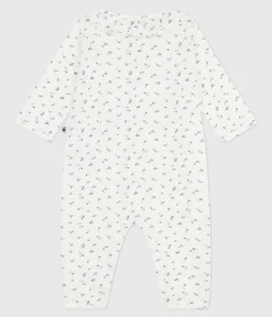 Petit Bateau Schlafanzüge, Strampler*Strampler ohne Füßchen mit Kragen aus Baumwolle mit Lochstickerei Blumenmotiv weiss MARSHMALLOW/weiss MULTICO