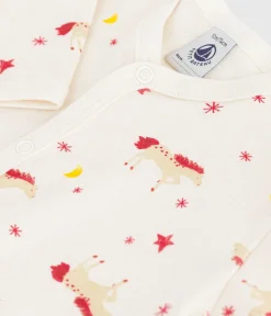 Petit Bateau Schlafanzüge, Strampler*Strampler ohne Füsschen aus Baumwolle mit Pferden MILK/ MULTICO