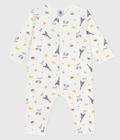 Petit Bateau Schlafanzüge, Strampler*Strampler ohne Füsschen aus Baumwolle mit Paris-Motiv weiss MARSHMALLOW/weiss MULTICO