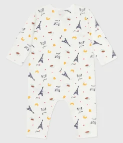Petit Bateau Schlafanzüge, Strampler*Strampler ohne Füsschen aus Baumwolle mit Paris-Motiv weiss MARSHMALLOW/weiss MULTICO