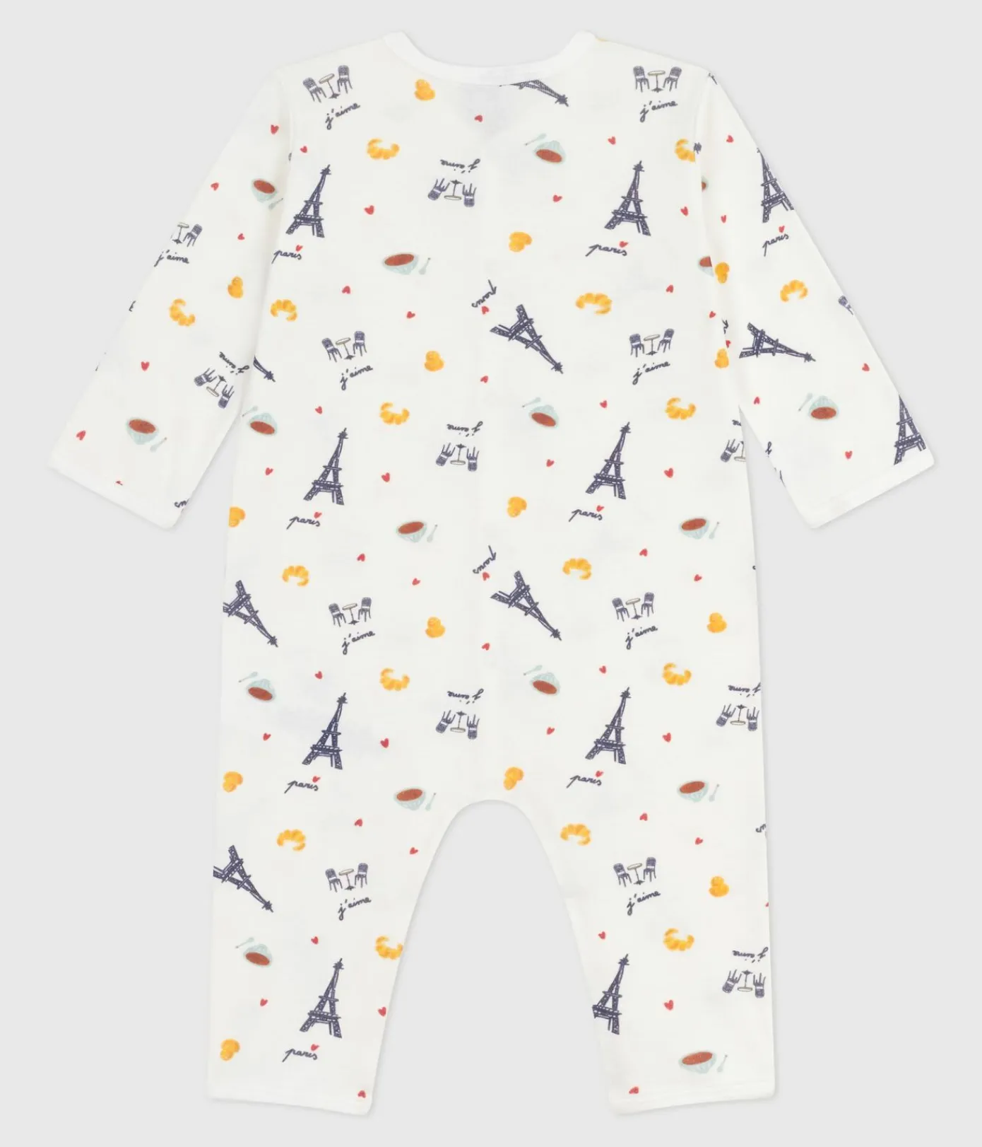 Petit Bateau Schlafanzüge, Strampler*Strampler ohne Füsschen aus Baumwolle mit Paris-Motiv weiss MARSHMALLOW/weiss MULTICO