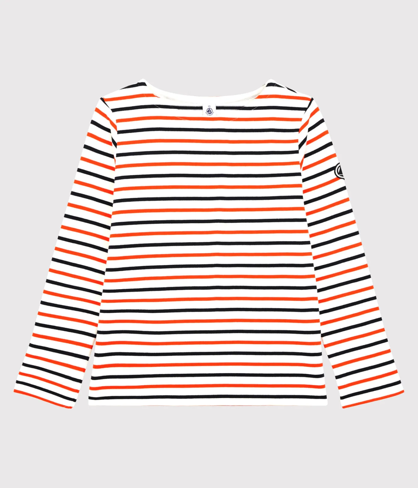 Petit Bateau Streifenshirts, Pullover, Cardigans*Streifenshirt aus Baumwolle Damen weiss MARSHMALLOW/ SMOKING/ CAROTTE