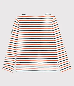 Petit Bateau Streifenshirts, Pullover, Cardigans*Streifenshirt aus Baumwolle Damen weiss MARSHMALLOW/ SMOKING/ CAROTTE