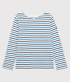 Petit Bateau Streifenshirts, Pullover, Cardigans*Streifenshirt aus Baumwolle Damen weiss MARSHMALLOW/ SMOKING/ RUISSEAU