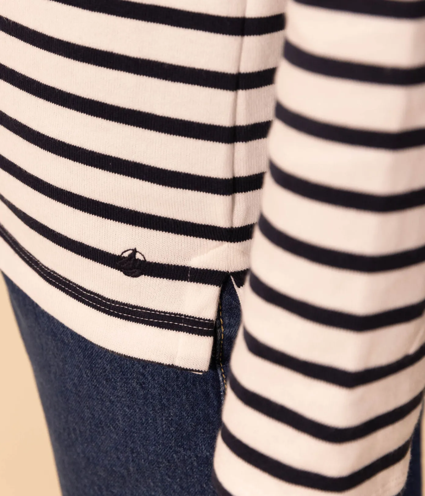Petit Bateau Streifenshirts, Pullover, Cardigans*Streifenshirt aus Baumwolle für Damen weiss MARSHMALLOW/blau SMOKING