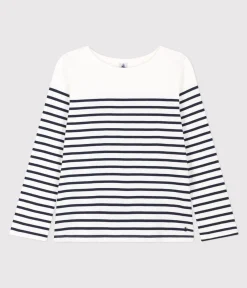 Petit Bateau Streifenshirts, Pullover, Cardigans*Streifenshirt aus Baumwolle für Damen weiss MARSHMALLOW/blau SMOKING