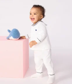 Petit Bateau Schlafanzüge, Strampler*2-teiliger Strampler mit Matrosenkragen weiss MARSHMALLOW