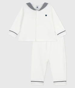 Petit Bateau Schlafanzüge, Strampler*2-teiliger Strampler mit Matrosenkragen weiss MARSHMALLOW