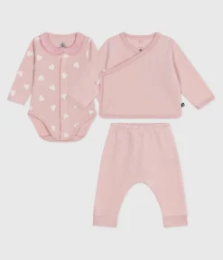 Petit Bateau Sets, Overalls & Latzhosen|Newborn*2-teiliges Baby-Geschenkset aus Nicki und bestickter Body mit Herzmotiv rosa JOLI